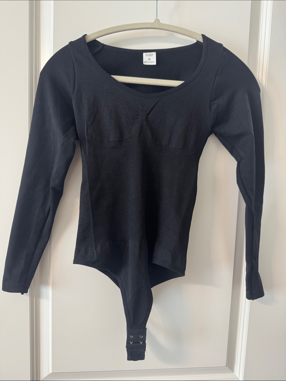 Classic Black Long-Sleeve Scoop-Neck Bodysuit